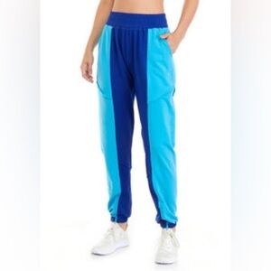 NWT Zelos Body & Soul Size XL Fly Blue Color Block Baggy Zip Joggers